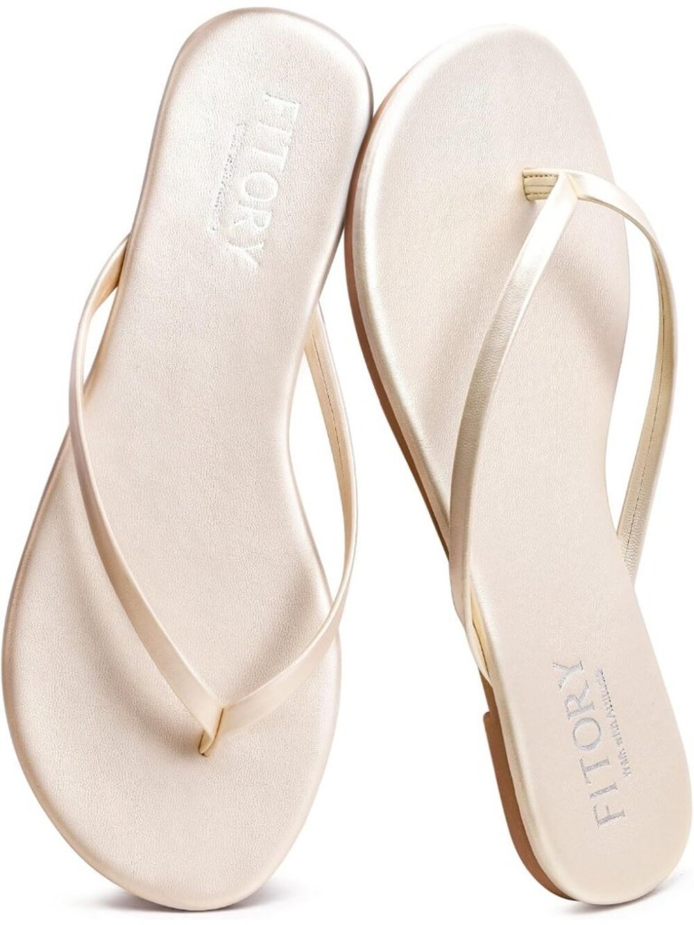 Women’s Champagne Summer Comfortable Flip Flops Casual Thong Walking Slide Flats